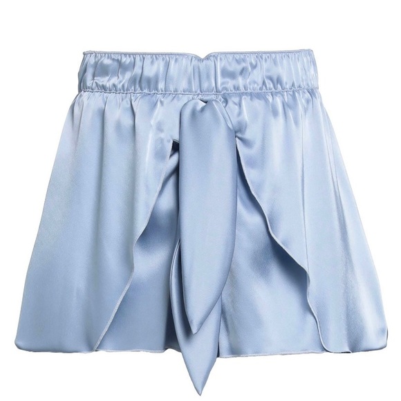 NANUSHKA BLUE NAILA KNOTTED SILK-CHARMEUSE SHORTS size M - Picture 1 of 6